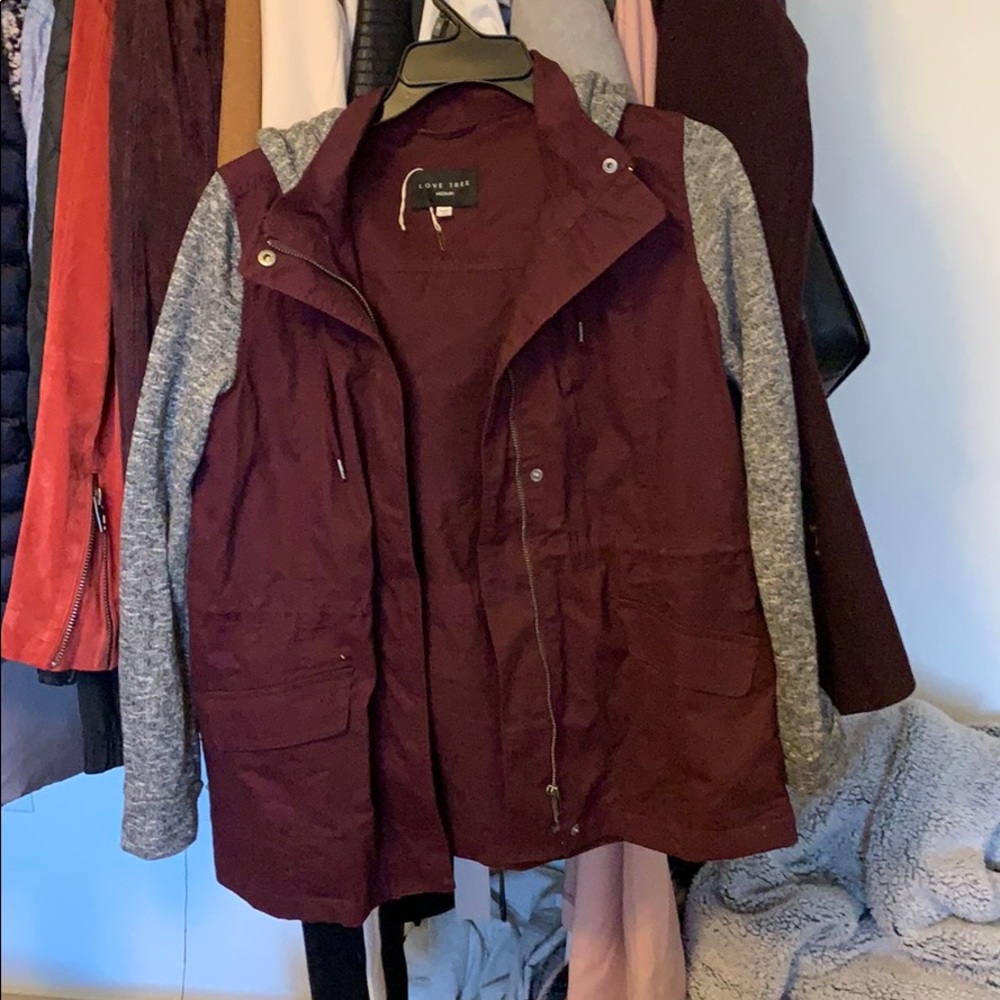 Love Tree Wine/Heathered Grey Jacket